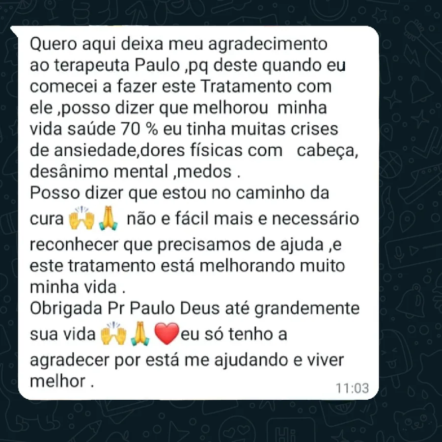 Depoimento de paciente em tratamento